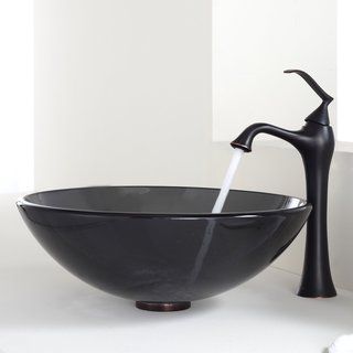 Kraus Bathroom Combo Set Clear Black Glass Sink/faucet