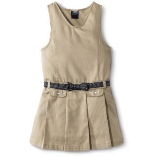 French Toast Girls School Uniform Pleated Jumper w/ Polka Dot Belt   Khaki 12