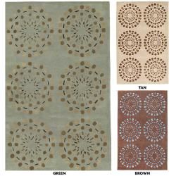 Hand tufted Contemporary Beige Circles Beauty New Zealand Wool Abstract Rug (33 X 53)