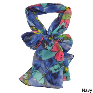 La77 La77 Womens Butterfly And Floral print Scarf Navy Size One Size Fits Most