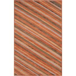 Candice Olson Hand tufted Brown Cane Diagonal Stripes Wool Rug (5 X 8)