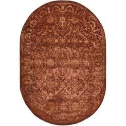 Handmade Silk Road Majestic Rust N. Z. Wool Rug (46 X 66 Oval)