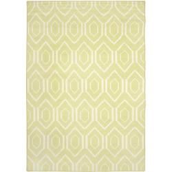 Safavieh Handwoven Moroccan Dhurrie Green/ Ivory Transitional Wool Rug (8 X 10)
