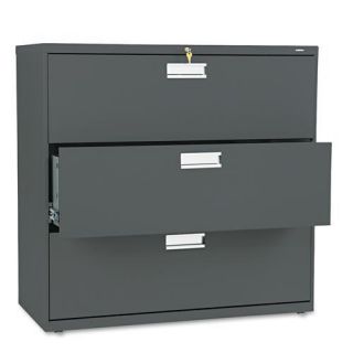 Hon 600 Series 42 inch Wide 3 drawer Charcoal Lateral File Cabinet