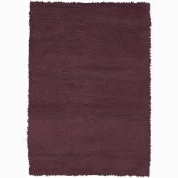 Handwoven Purple Mandara New Zealand Wool Shag Rug (9 X 13)