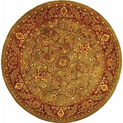 Safavieh Handmade Golden Jaipur Green/ Rust Wool Rug (6 Round)