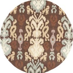 Hand hooked Cabot Brown Rug (4 Round)