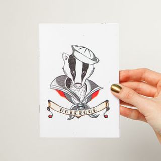 sailor badger tattoo notebook by sophie parker