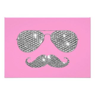 Funny Diamond Mustache With Glasses Custom Announcements