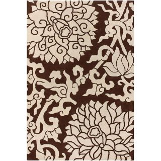 Thomaspaul Brown Floral Hand tufted New Zealand Wool Area Rug (79 X 106)