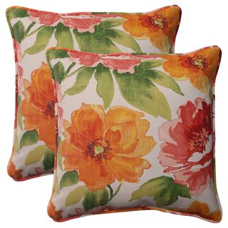 Pillow Perfect Orange Outdoor Primro Corded 18.5 inch Throw Pillow (Set of 2) Pillow Perfect Outdoor Cushions & Pillows