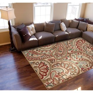 Nourison Graphic Illusions Paisley Red Multicolor Rug (53 X 75)