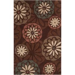 Hand tufted Contemporary Tan Foxface Abstract Rug (9 X 13)