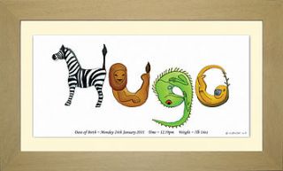 jungle personalised framed name by alphabet gifts