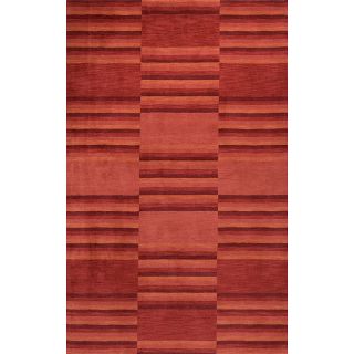 Hand loomed Loft Stripe Red Wool Rug (96 X 136)