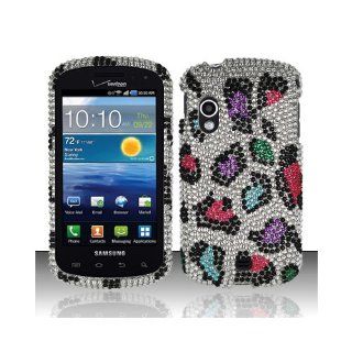 Silver Colorful Leopard Bling Gem Jeweled Crystal Cover Case for Samsung Galaxy S Stratosphere SCH i405 Cell Phones & Accessories