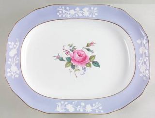 Spode Maritime Rose Blue (Scalloped) 14 Oval Serving Platter, Fine China Dinner