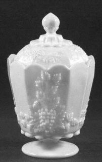 Westmoreland Paneled Grape Milk Glass Medium Canister & Lid   Stem 1881, Milk Gl