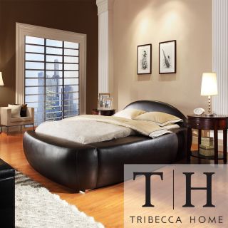 Tribecca Home Yorkshire Black Bonded Leather Modern Upholstered Bed