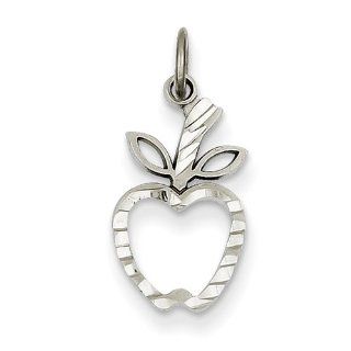 14k White Gold Diamond cut Apple Charm Jewelry