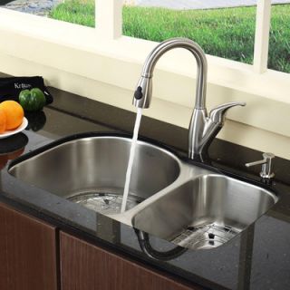 Kraus 30 x 19.5 8 Piece Undermount Double Bowl Kitchen Sink Set