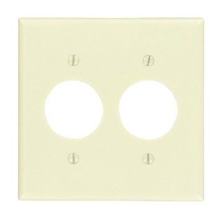 Leviton 86052 2 Gang Single 1.406 Inch Hole Device Receptacle Wallplate, Standard Size, Thermoset, Device Mount, Ivory   Outlet Plates  