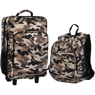 Obersee Kids Camo 2 piece Backpack And Carry On Upright Luggage Set