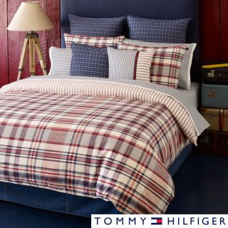 Tommy Hilfiger Tommy Hilfiger Vintage 3 piece Comforter Set With Optional Euro Sham Separates Red Size Full