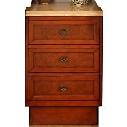 Silkroad Exclusive English Chestnut Antiqued Brass Bathroom Vanity Side Cabinet Drawer Bank