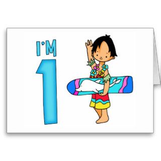 Surfer Dude 1st Birthday Greeting Cards