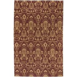 Hand knotted Burgundy Bodin Hand Carded New Zealand Wool Rug (9 X 13)