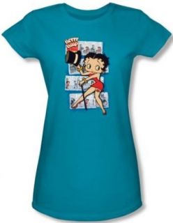 Betty Boop Juniors T shirt Comic Strip Turquoise Tee Shirt Clothing
