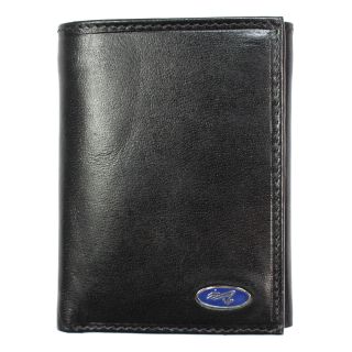 Yacht Mens Black Leather Tri fold Wallet