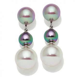 Majorica Three Manmade Organic Pearl Drop Earrings