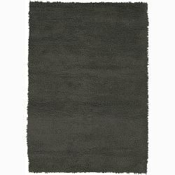 Handwoven Dark Gray Mandara New Zealand Wool Shag Rug (79 X 106)