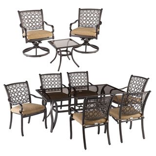 Agio Bramhill Tan and Black 10 Piece Outdoor Dining Set Upton Home Dining Sets