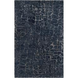 Hand tufted Contemporary Blue Papillion New Zealand Wool Abstract Rug (33 X 53)