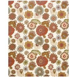 Ivory Blossom Handmade Wool Area Rug (8 10)