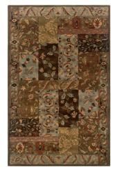 Hand tufted Artisan Patchwork Brown Wool Rug (8 X 10)