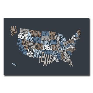 Michael Tompsett Us States Text Map Canvas Art
