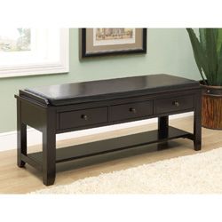 Cappuccino 3 Drawer Solid Wood Bench