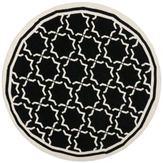 Moroccan Dhurrie Transitional Black/ivory Wool Rug (6 Round)