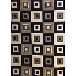 Modern Deco Black Blocks Rug (39 X 51)