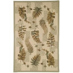 Hand hooked Ferns Ivory/ Green Wool Rug (39 X 59)