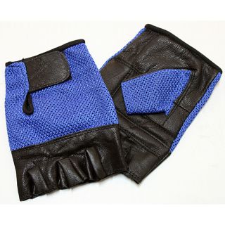 Defender Blue Small Leather Fingerless Gloves