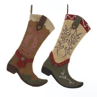 Western Boot Stocking Set Of 2   Christmas Ornaments