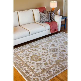 Hand tufted Camelot Ivory Floral Border Wool Rug (4 X 6)