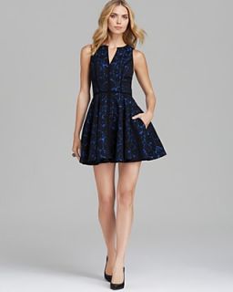 Black Halo Sleeveless Floral Brocade Fit and Flare Dress   Aria's