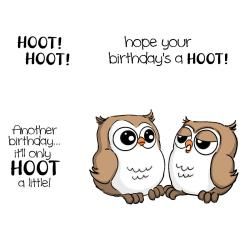 Art Impressions Hoot  Cling Rubber Stamp chatting Whoots Set