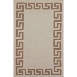 Nuloom Handmade Flatweave Greek Key Natural Wool Rug (76 X 96)